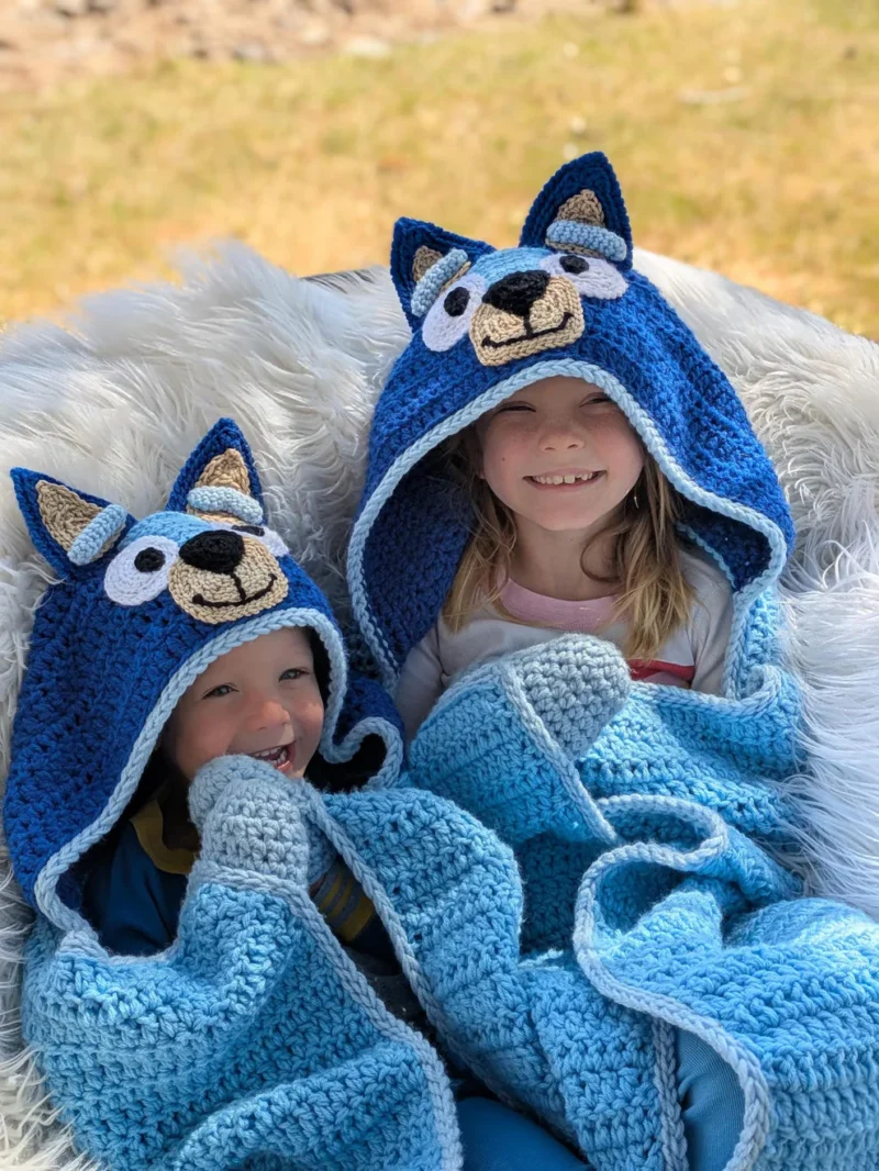 Blue Heeler Dog Hooded Blanket Crochet Pattern & videos PDF