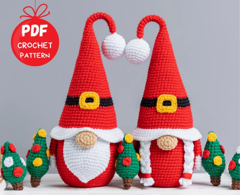 Christmas Crochet Pattern Bundle – Santa Gnome, Reindeer Gnome & Christmas Tree Gnome (PDF Digital Download)
