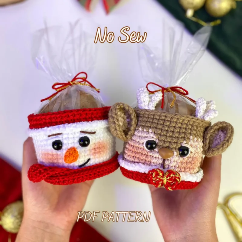 Crochet Christmas Cachepot Pattern Bundle | Santa, Snowman & Deer PDF - Image 4