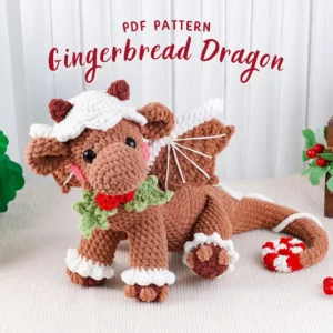 Gingerbread Dragon Crochet Pattern – Christmas Amigurumi Plushie (PDF Tutorial)