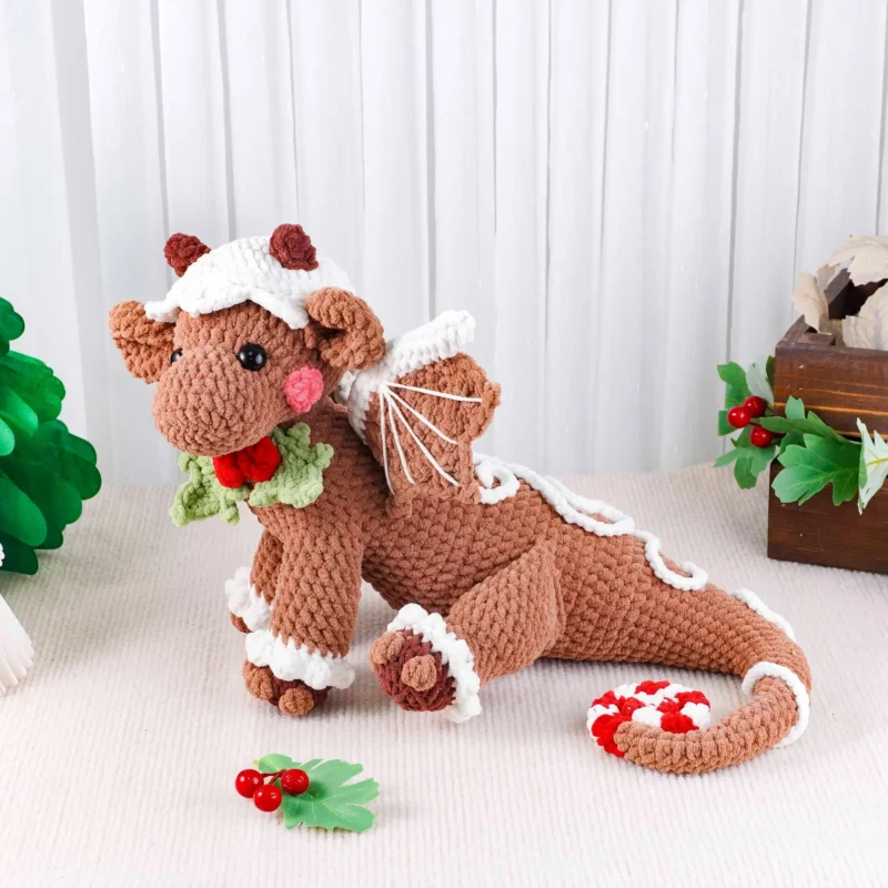 Gingerbread Dragon Crochet Pattern – Christmas Amigurumi Plushie (PDF Tutorial) - Image 4