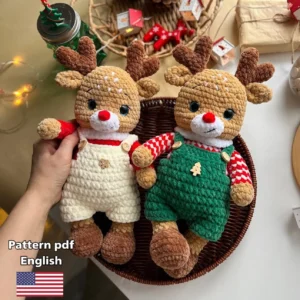 Christmas reindeer, Crochet Pattern, Deer Amigurumi, Christmas Crochet Pattern, Deer Crochet, Christmas reindeer Crocget Pattern In English