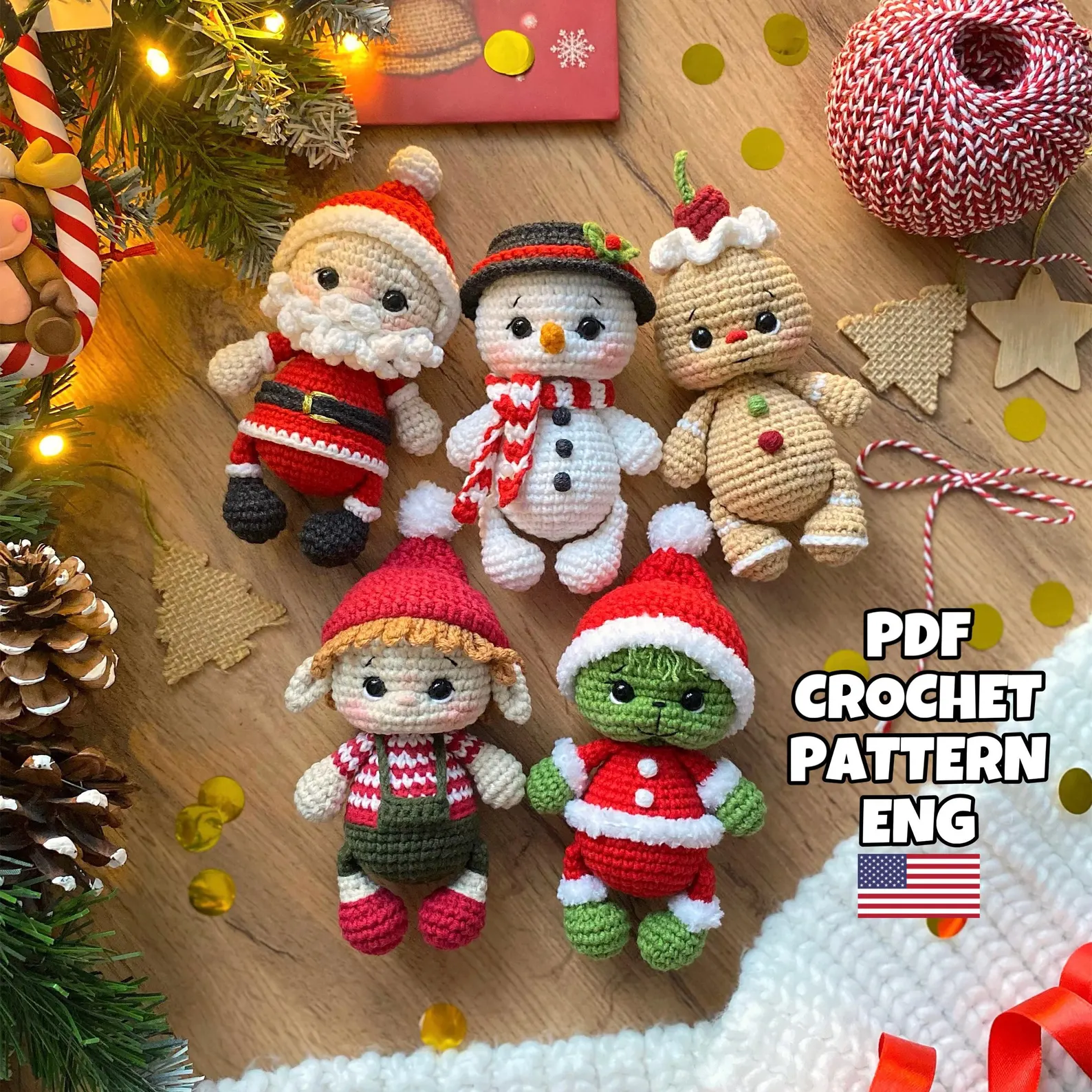 Crochet Christmas Toys Set 5-in-1 Pattern PDF