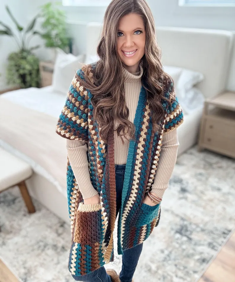 Granny Pop Ruana Crochet Pattern PDF - Image 4