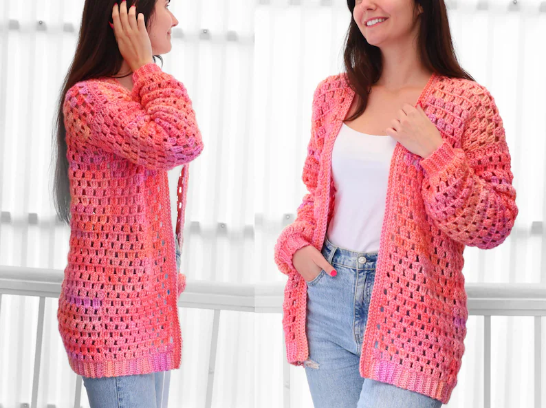 ELOISE Crochet Cardigan Pattern Sweater PDF (XSβ3XL) - Image 6