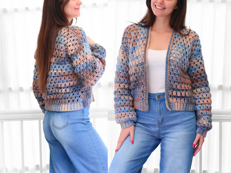 ELOISE Crochet Cardigan Pattern Sweater PDF (XSβ3XL)